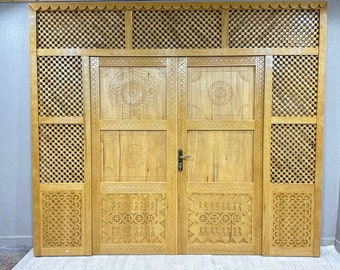 Unique Moroccan Moucharabieh Door, Custom Built Door, Interior Door, Handmade Double Doors, Living Room Door, 280 x 265 Cm, Free Shipping