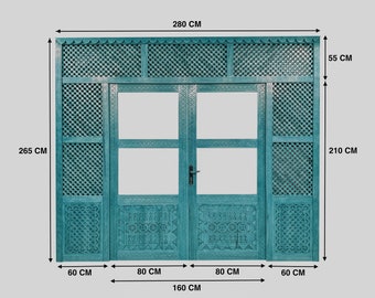 Unique Moroccan Moucharabieh Door, Custom Built Door, Interior Door, Handmade Double Doors, Living Room Door, 280 x 265 Cm, Free Shipping