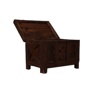 Unique and Old Wood Chest, Moroccan Berber Chest, 37 cm ( H ) X 50 cm ( W ) X 33 cm ( D ). free shipping