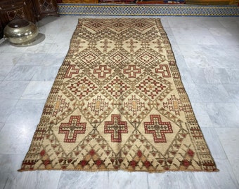 Fantastisk Berbermatta, Vintage Beniourainmatta, Unik Heminredning, (189x386 cm)
