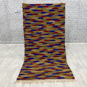 Multi colors Rug, Moroccan Berber kilim, Home decor, Handwoven rug, Free shipping, Moroccan Teppich ( 87 x 173 CM )