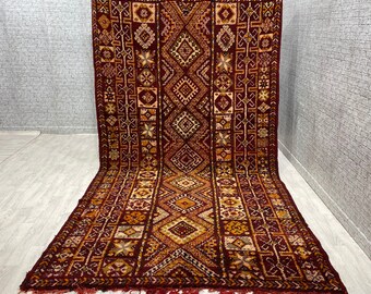 Vintage Boujaad rug, Moroccan Berber carpet, Wool Rug, Handwoven Boujaad Rug, Free shipping ( 208 x 380 CM )