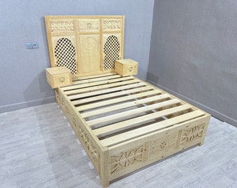 Moroccan Bed Frame, Bedroom Design, Handmade Bed Frame, Custom Bed frame, Bedroom Decor, Free Shipping