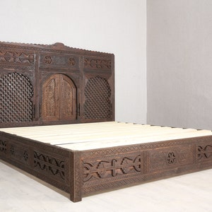 Unique Craved Bed Frame, Moroccan Bed Frame, Costume Made, Traditional Handmade Bed frame, New Design, Free Shipping