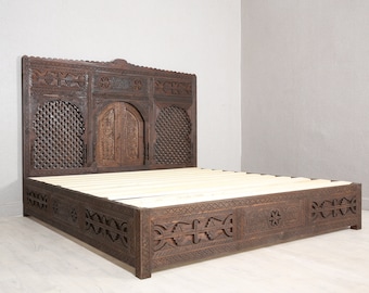 Unique Craved Bed Frame, Moroccan Bed Frame, Costume Made, Traditional Handmade Bed frame, New Design, Free Shipping