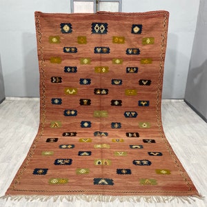 Vintage Taznakht Rug, Flat-woven Berber rug, Moroccan Kilim, Home Decor, 193x307 Cm, Free Shipping rug