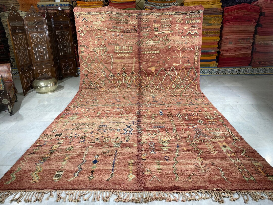 Large and Vintage Merirt Rug, Unique Berber Carpet, Moroccan Handmade ...