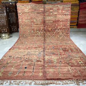 Large and Vintage Merirt Rug, Unique Berber Carpet, Moroccan Handmade Rug, Free Shipping