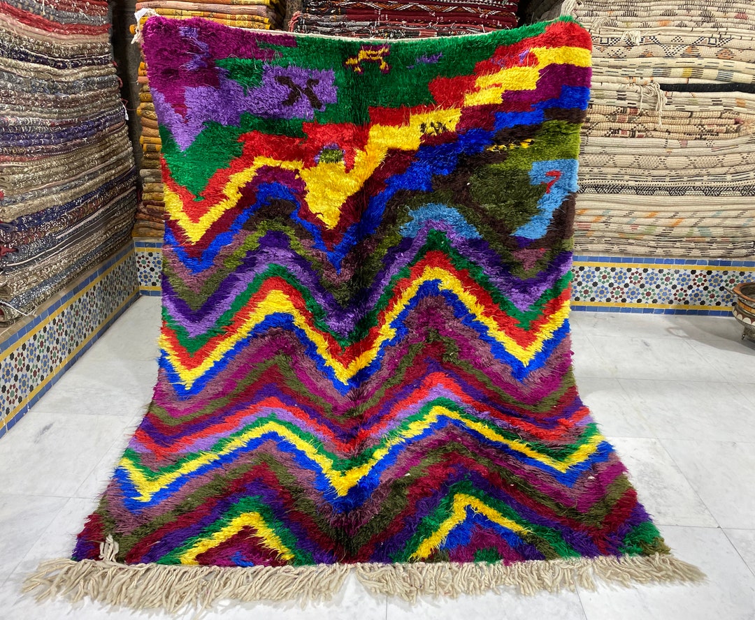 Multi Color Berber Rug, Fantastic Moroccan Carpet, Home Decor ( 138x193 ...