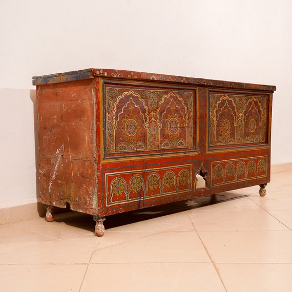 Vintage Wooden Box , Wooden Box , OLD Furniture, Home Living, Berber Cabinet, Moroccan Chest, Free shipping