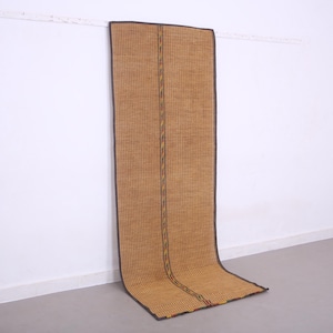 Old Mauritanian Rug, Enrty way Tuareg Mat, Unique African Rug, 97x266 cm , free shipping