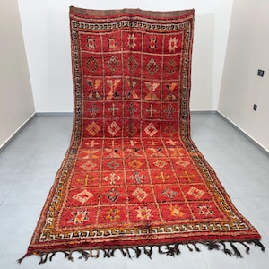 Lovely Moroccan Boujaad Rug, Interior Design, Vintage Boujaad Rug, Free Shipping ( 190 x 400 CM )