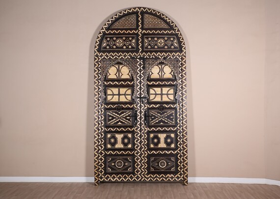 Floral Painted Door, Floral Wooden Door, Traditional Decor, Moroccan Door, Wall Decor, Handcrafted Doors, Heavy Frame Door, Free Shipping