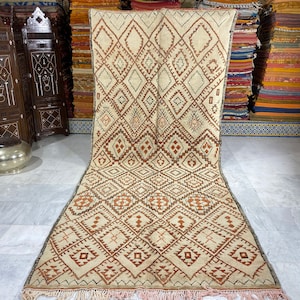 Tappeto Beniourain unico, tappeto berbero vintage, arredamento per la casa ( 175x406 Cm )