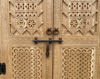 Stunning Double Wooden Door, Moroccan Berber Door, Closet Doors, Handmade Traditional Door, Custom Door, Cedar wood Door, Free Shipping Door