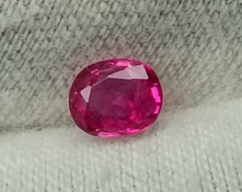 0,50 CT Rubí birmano natural ovalado, rubí rojo ovalado, rubí ovalado suelto, rubí rojo rosado ovalado, rubí ovalado impecable, rubí de corte ovalado, rubí ovalado natural