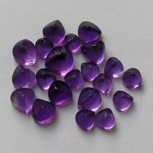 Natural Amethyst Heart Shape Cabochon Loose Stone, Amethyst Heart Shape Cabochon, Loose Amethyst Cabocho, Amethyst Cabocho