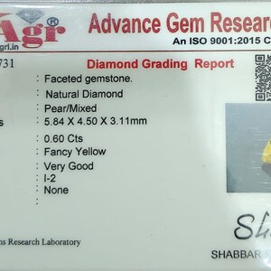 Natural Yellow Diamond Pear, Yellow Diamond, Yellow Diamond Pear, Loose Yellow Diamond Pear, Yellow Diamond Pear Cut, Diamond Pear, 0.60CT. image 6