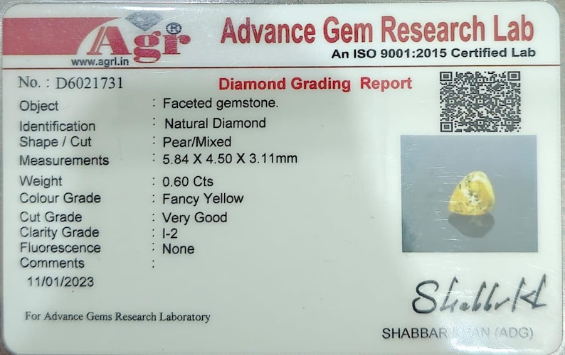 Natural Yellow Diamond Pear, Yellow Diamond, Yellow Diamond Pear, Loose Yellow Diamond Pear, Yellow Diamond Pear Cut, Diamond Pear, 0.60CT. image 6