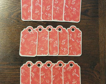 Red Floral Botanical Christmas Gift Tag Set of 15