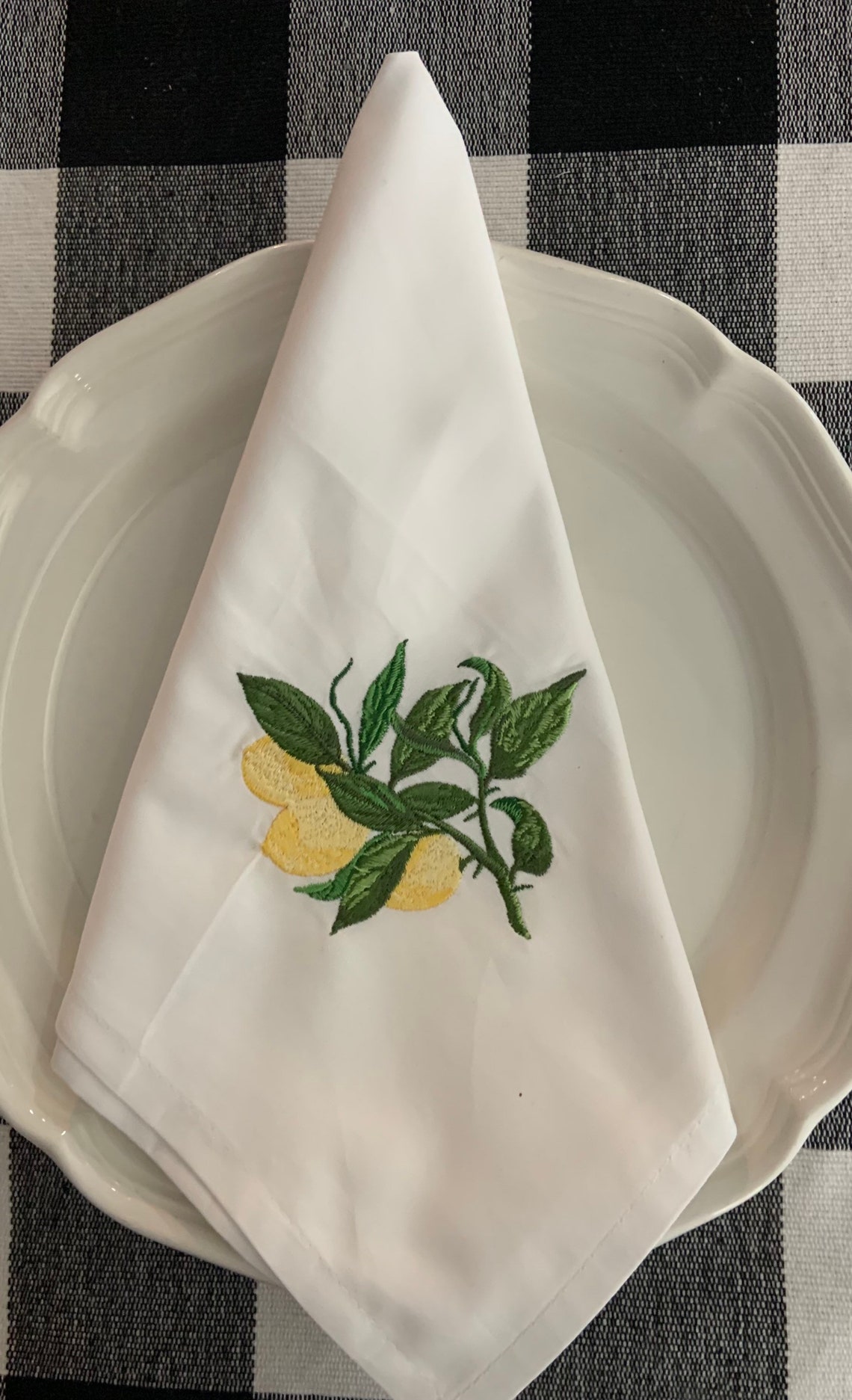 Lemon Branch Cloth Napkins Set of 4 Farmhouse Lemons Etsy