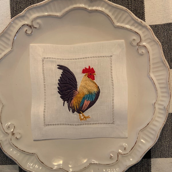 Embroidered Rooster Etsy