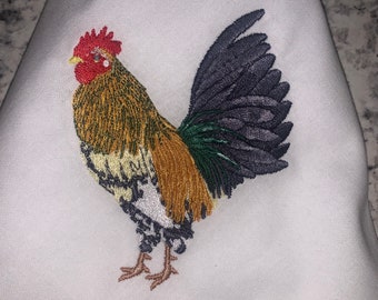 Embroidered Linen Napkins, Rooster Napkins, Cloth Napkins, Cotton Napkins, Farmhouse Napkins, Set of Napkins, Chicken Napkins