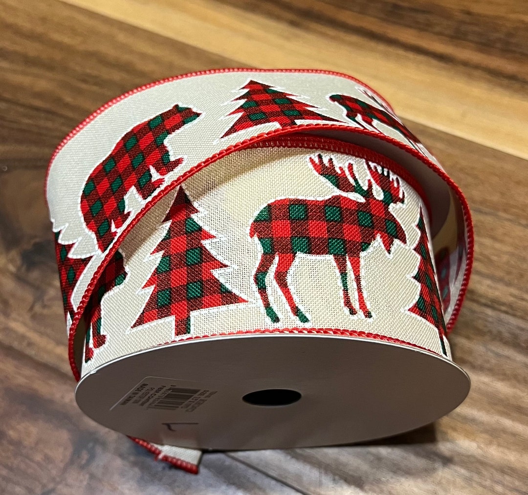 10 Yard Ribbon, Wired Edged Ribbon, Buffalo Plaid Print Ribbon, Ribbon ...