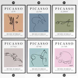 Pablo Picasso Animal Line Art Prints, Vintage Art Posters, Home/Wall Decor, Exhibition Poster, Cat, Dog, Horse, Penguin, Bull, Butterfly image 4