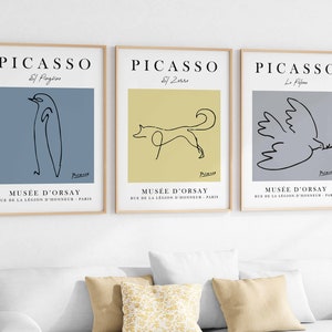 Pablo Picasso Animal Line Art Prints, Vintage Art Posters, Home/Wall Decor, Exhibition Poster, Cat, Dog, Horse, Penguin, Bull, Butterfly image 8