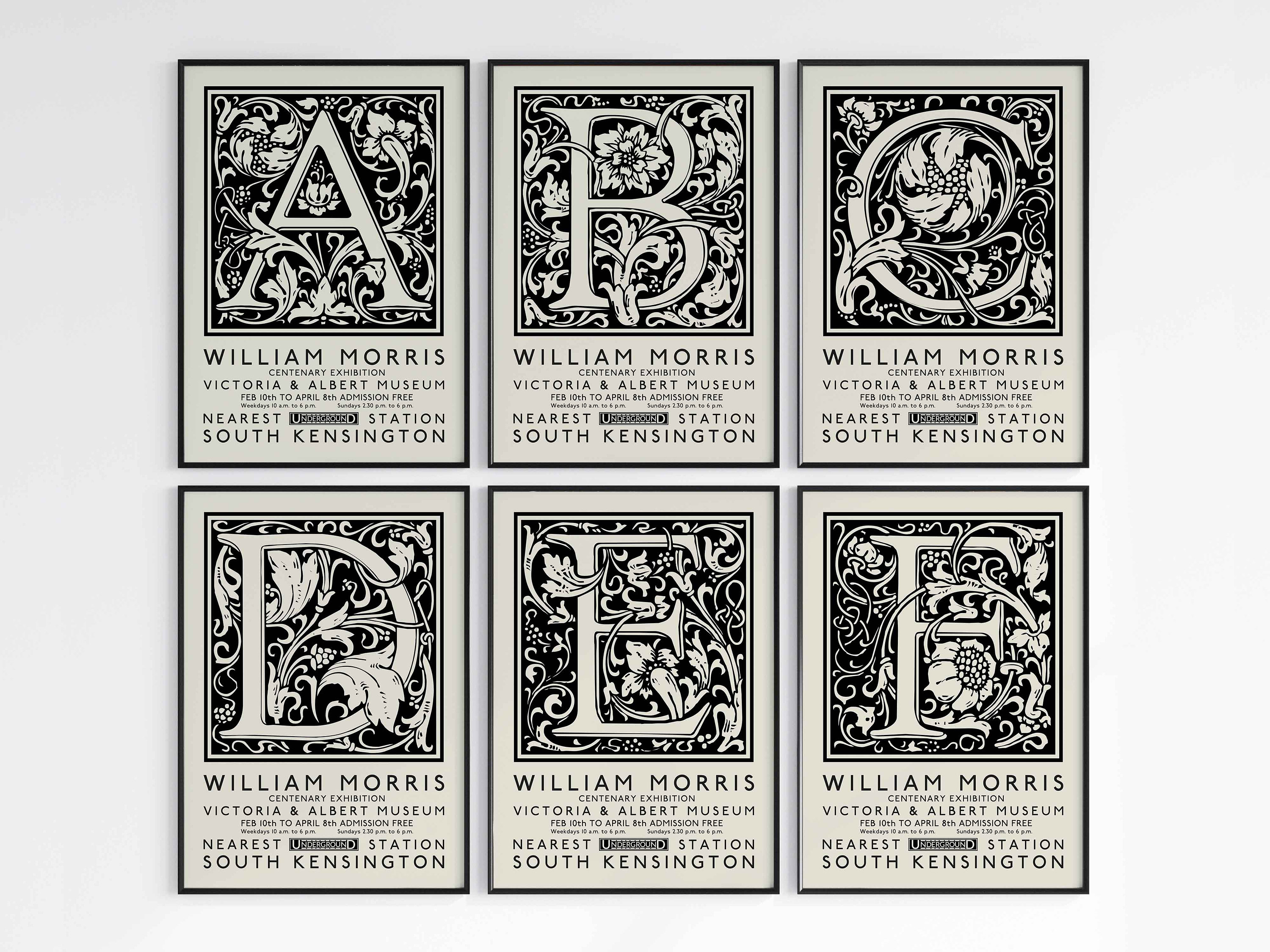 William Morris Letters/alphabet Prints, Vintage Art, Home