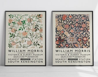 William Morris Poster Set, Vintage Art, Home/Wall Decor, Wall Hanging, Patterns, William Morris Print, William Morris Exhibition Poster