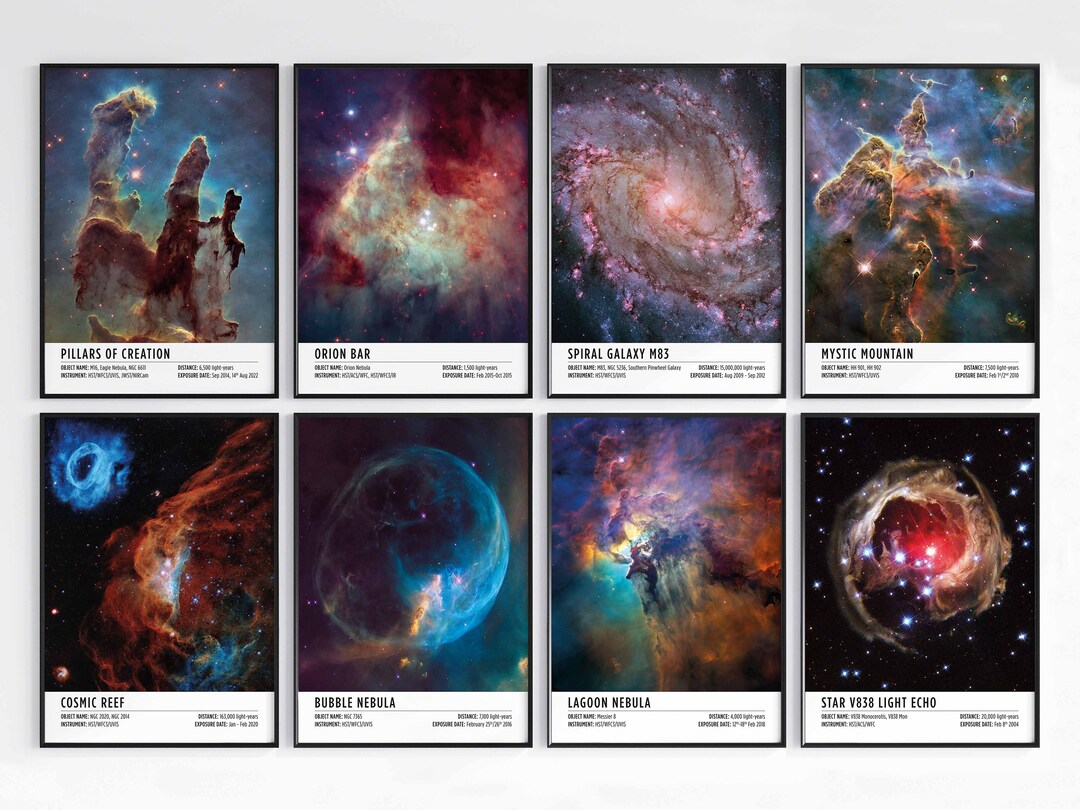Hubble Space Telescope Poster Prints, HST, JWST, NASA, Wall Art Decor