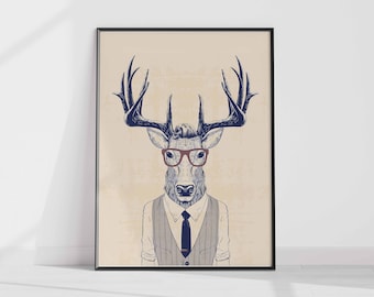 Deer Print v7, Forest Animal Wall Art, Stag Print, Deer Poster, Nursery Decor, Nature Photo, Portrait, Black & White, Deer Head, Antlers