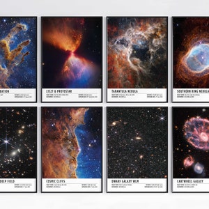 James Webb Space Telescope Poster Prints Set 1, JWST, NASA, Hubble, Wall Art Decor, Space, Solar System, Astronomy, Zodiac, Science, Moon