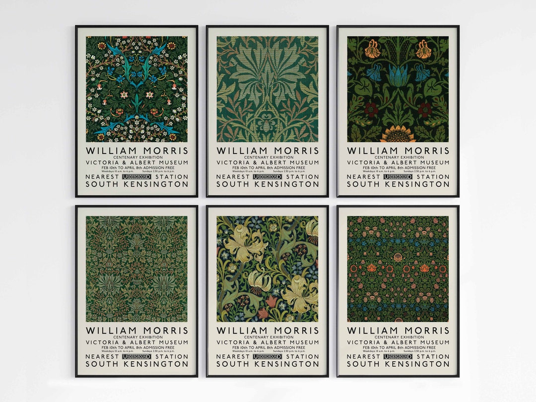 William Morris Poster Set 4, Floral Print, Vintage Art, Minimalist ...