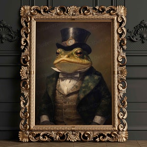 Toad Vintage Renaissance Style Animal Portrait Painting, Quirky Animal Art, Funny Animal Print, Victorian, Edwardian,Frog, Gothic, Baroque