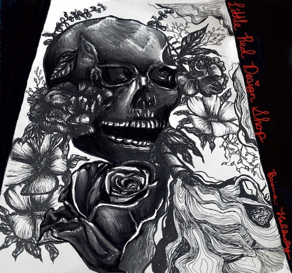 Skull Smoking Tattoo Design - Etsy