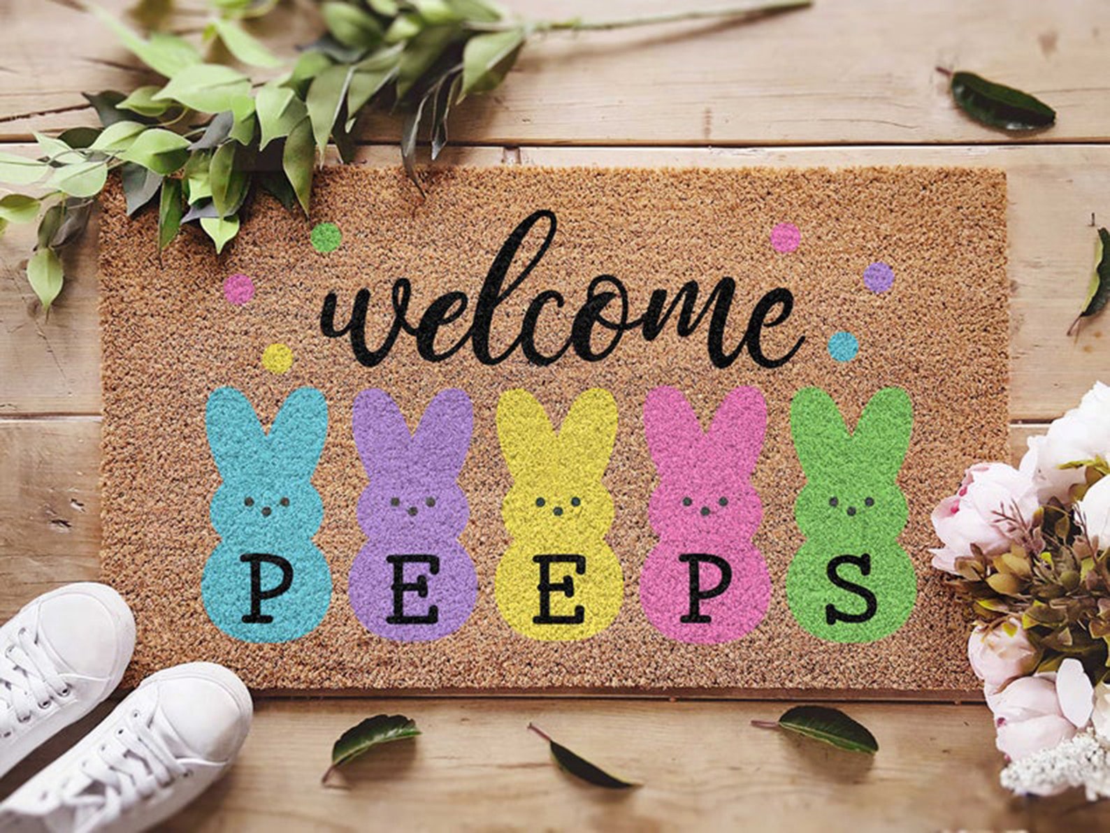 Happy Easter Doormat Bunny Peeps Mat/ Easter Day Etsy