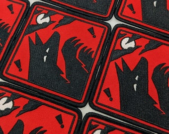 Werewolf Warning Iron-On Patch - 3.5 Inch Embroidery Road Sign Punk Travel Cryptid for Fashion Apparel