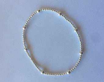 Pulseira de prata esterlina com contas