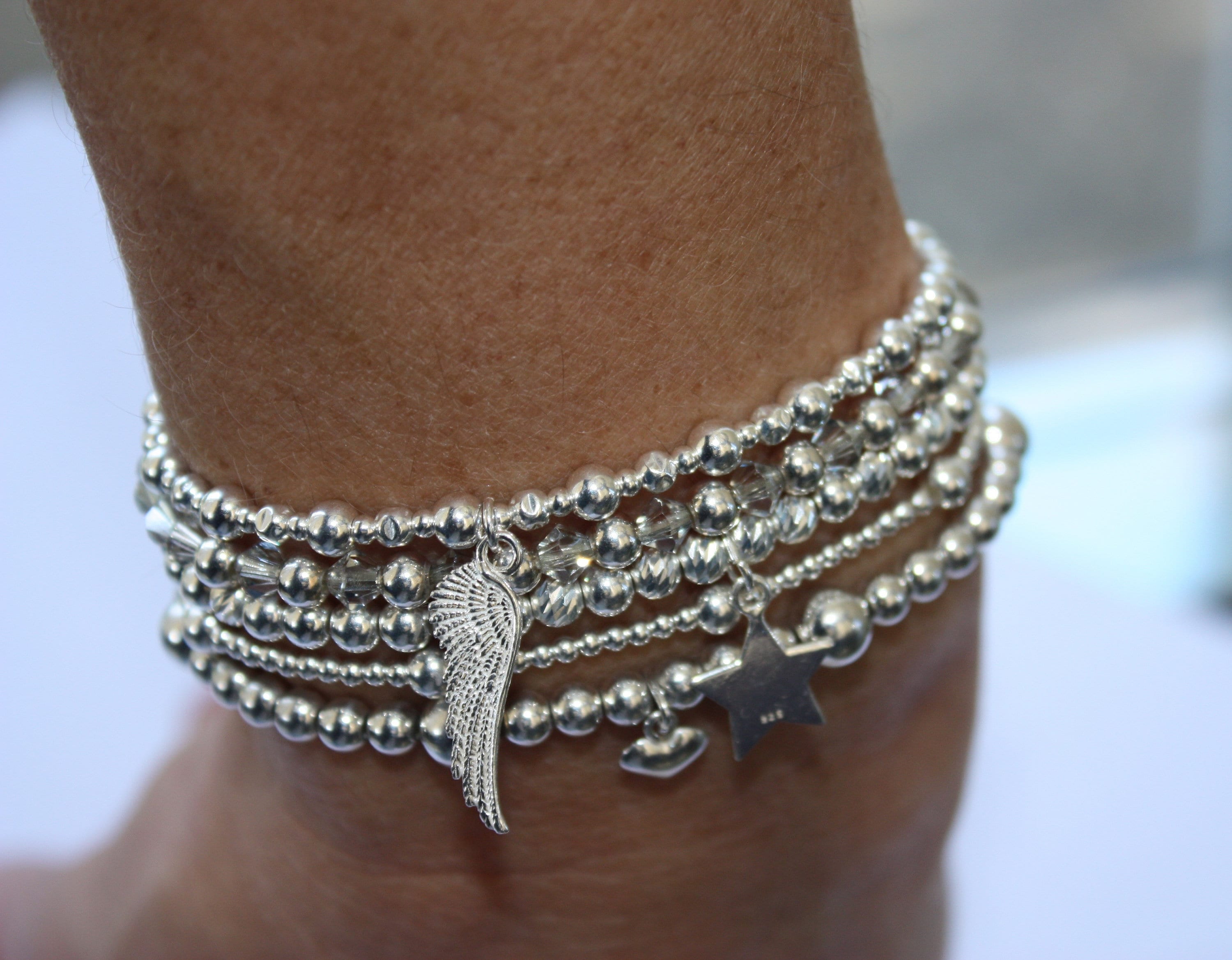 Silverly Bracciale Rigido Con Ala D'Angelo In Argento 925 - Gioiello Celeste Impilabile - 5
