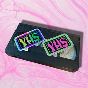 VHS Slime 90s Nostalgia Holographic Or Glitter Vinyl Stickers CHOOSE ONE
