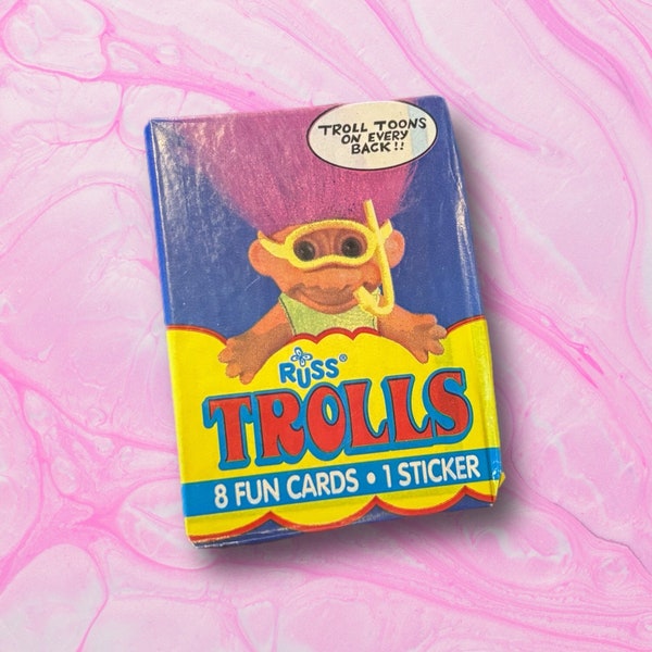 Russ Trolls Vintage 90s Topps Collectible Fun Cards and Sticker Pack UNOPENED