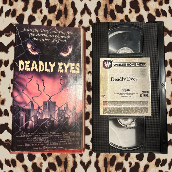 Deadly Eyes (1982) Rare Vintage Horror VHS Tape, Cutbox With Clear Slip