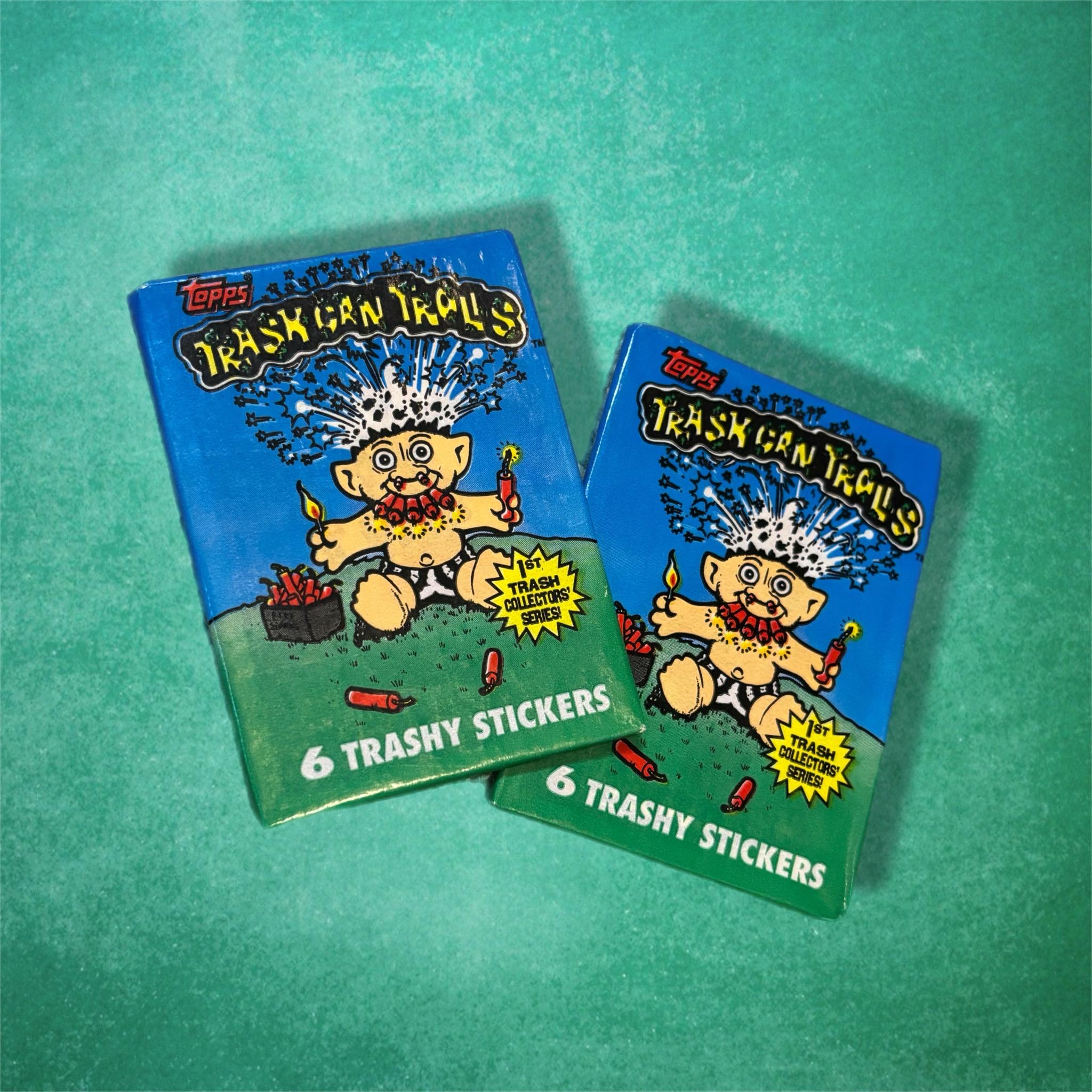2 Packs Of Vintage Trash Can Trolls 1992 Topps Sticker Packs, Nostalgic Gift, 90s Nostalgia