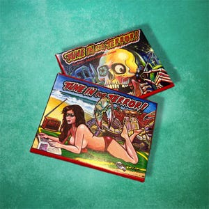 Lot de 2 cartes à collectionner Tune In For Terror, horreur radio classique vintage, nostalgie des années 90, cadeau effrayant