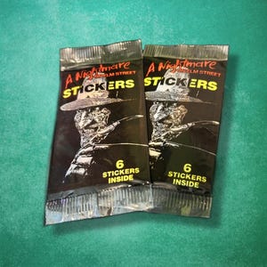 Vintage Nightmare On Elm Street Stickers: 2 Packs, 1984 Horror Collectibles