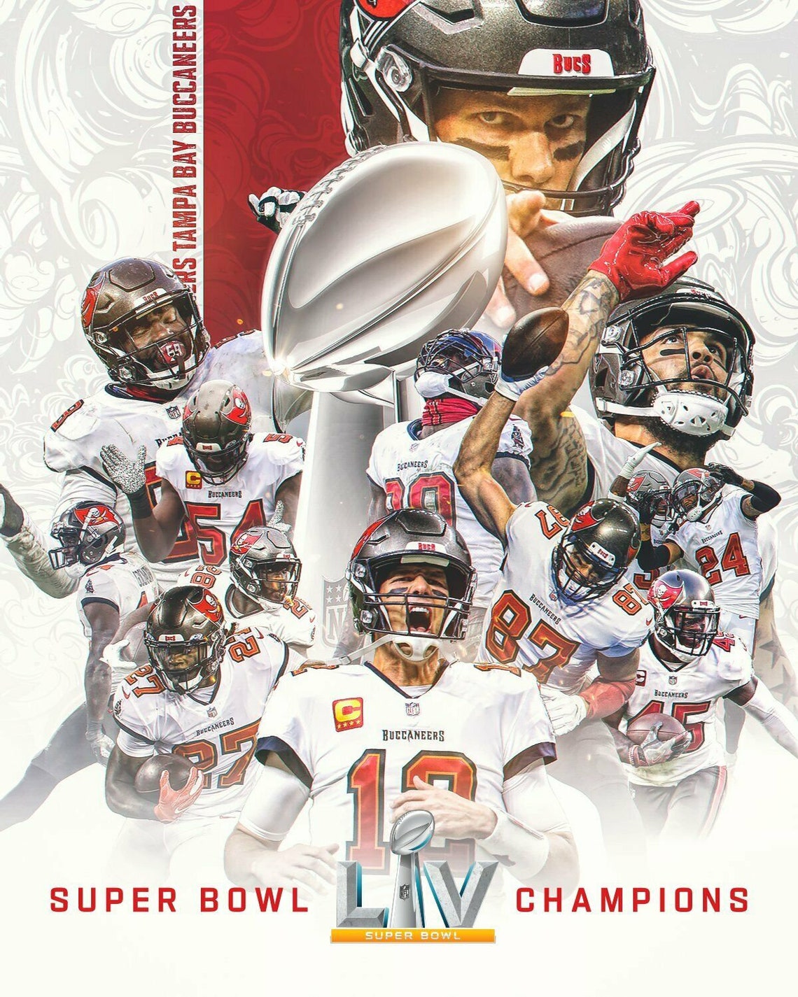 Tampa Bay Buccaneers Poster Super Bowl LV Champions 2021 Tom Etsy