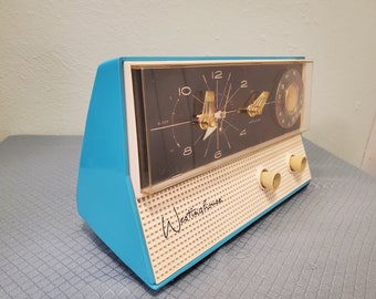 Vintage Collectible restored Westinghouse model H711T5 AM tube clock/radio, Bluetooth, iPod ready circa. 1959 newly added clock face lights